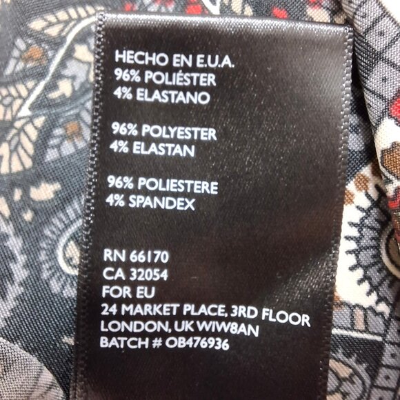 Eoote Grey Pailsley Empire Fit n Flare Mini Dress Size M Stretch Flutter Sleeves - Picture 15 of 16